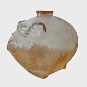 Vintage Anchor Hocking Marigold Carnival Glass Pig Piggy Coin Bank 4 1/2"
